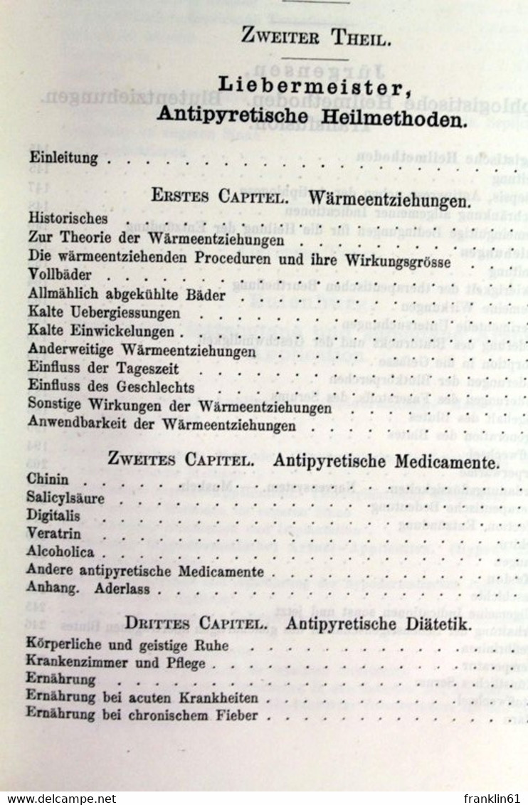 Handbuch Der Allgemeinen Therapie. Erster Band, 2. U. 3. Theil. Antipyretische Heilmethoden, Antiphlogistische - Health & Medecine