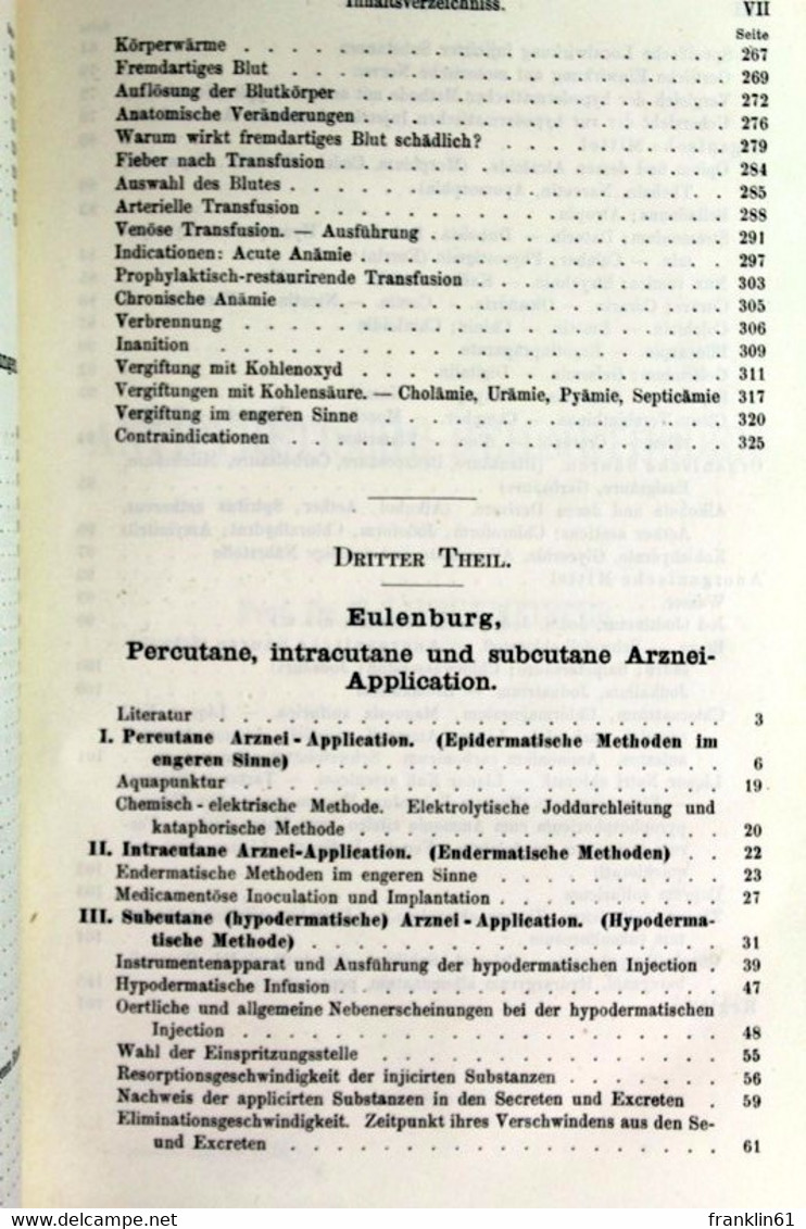 Handbuch Der Allgemeinen Therapie. Erster Band, 2. U. 3. Theil. Antipyretische Heilmethoden, Antiphlogistische - Health & Medecine