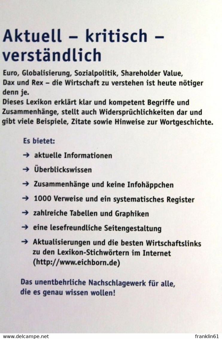 Die  Wirtschaft Verstehen. Das Wirtschaftslexikon Der Gegenwart. - Lessico