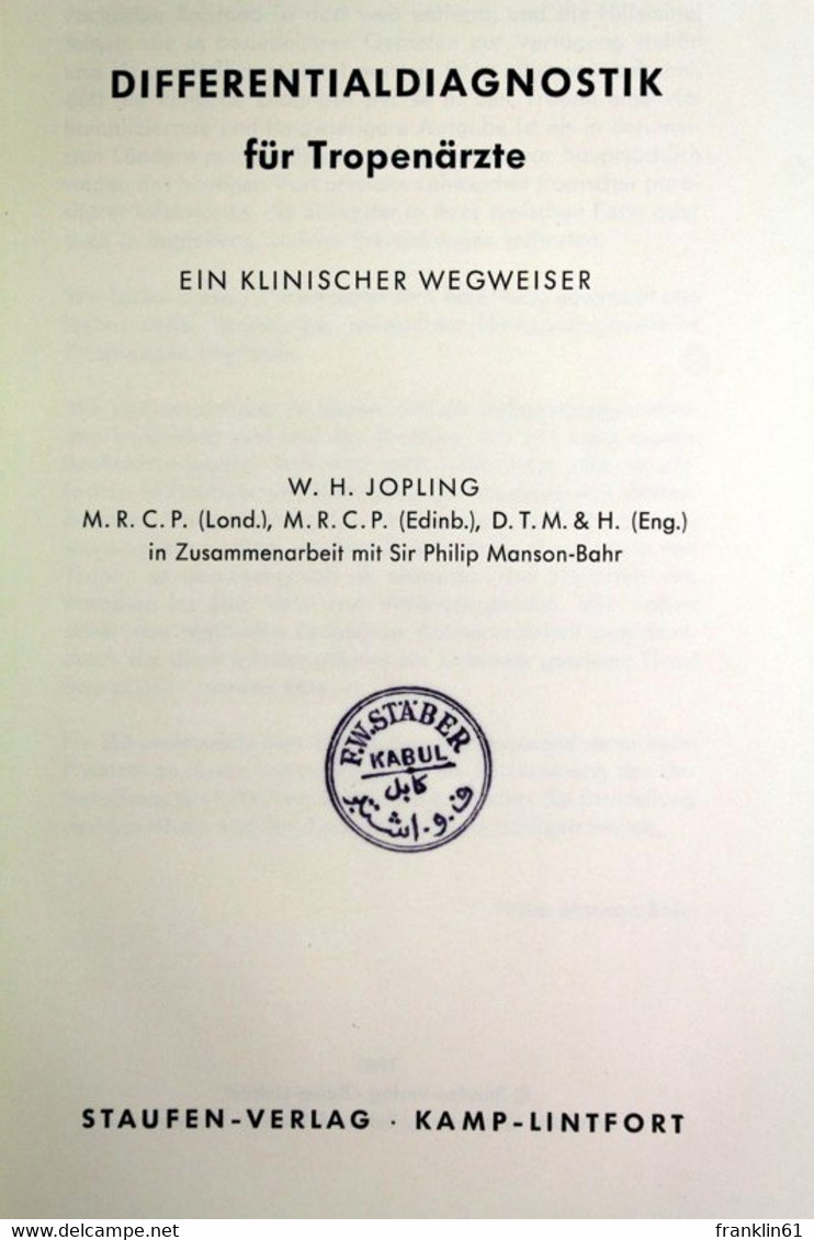 Differentialdiagnostik Für Tropenärzte. Ein Klinischer Wegweiser - Gezondheid & Medicijnen