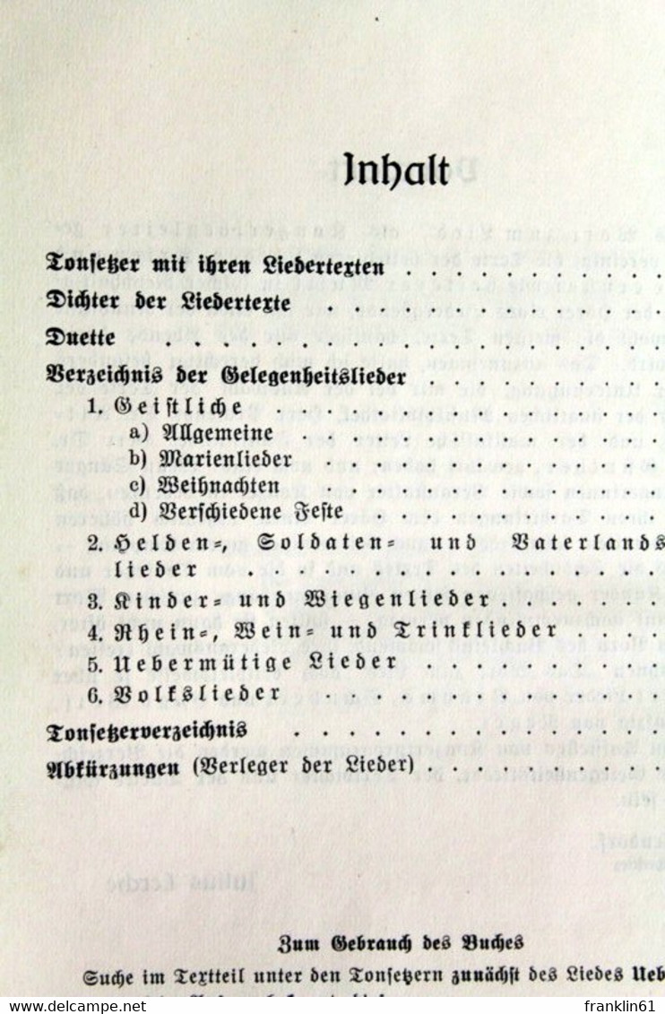 Das  Wort Zum Lied. 1800 Der Beliebtesten Konzertlieder Im Texte. - Musik