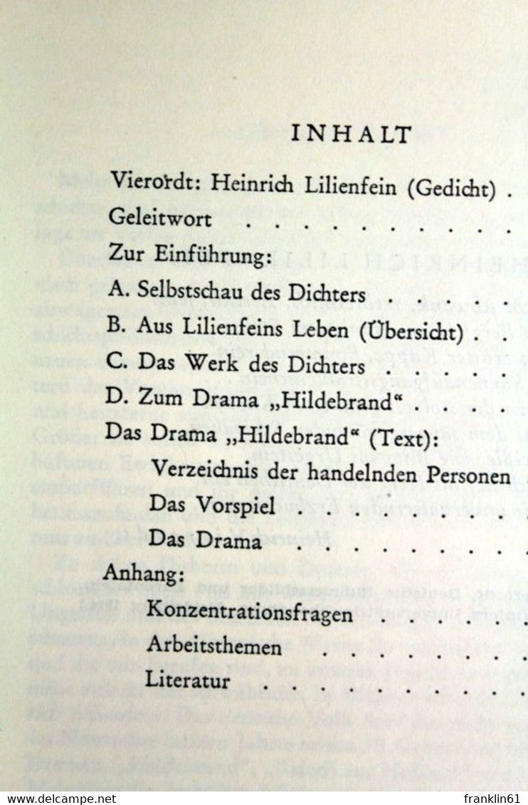 Hildebrand.  Ein Drama In Drei Akten Und Einem Vorspiel. - Teatro E Danza