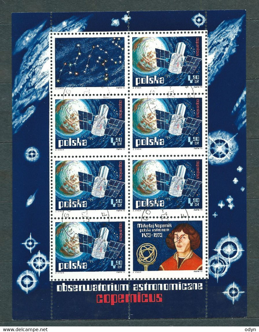 Poland 1973, Pair Of Blocks: MiNr 53 + 54 With ERROR B1; Used / Cancelled, With A Full Gum; Salut, Copernicus, Cosmos - Abarten & Kuriositäten