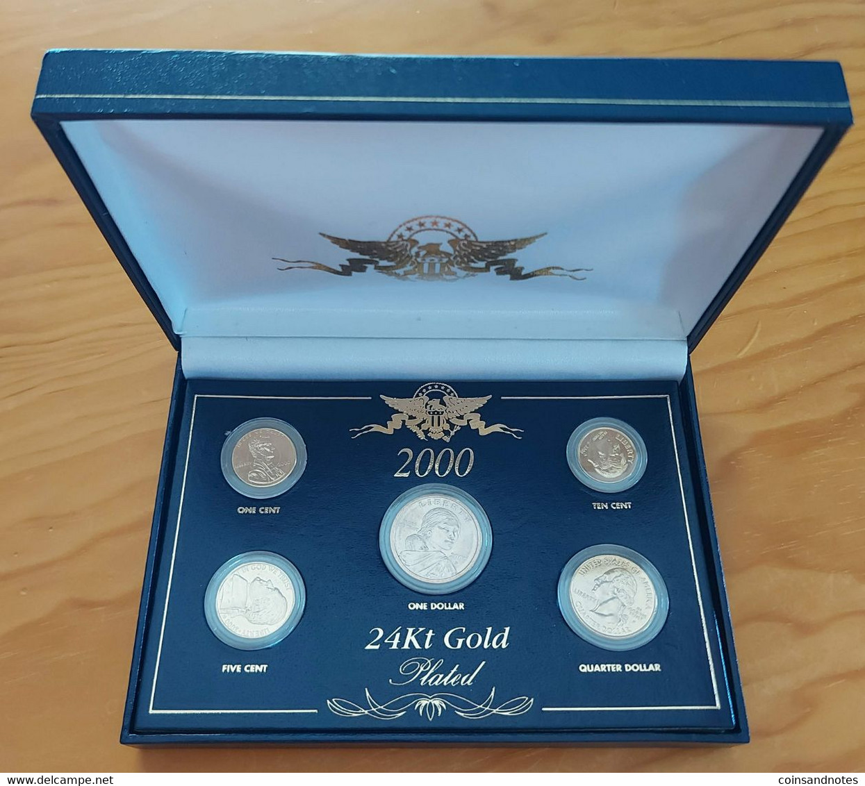 USA 2000 - 5 Pieces 24Kt Gold Plated Coin Set In Box - Verzamelingen