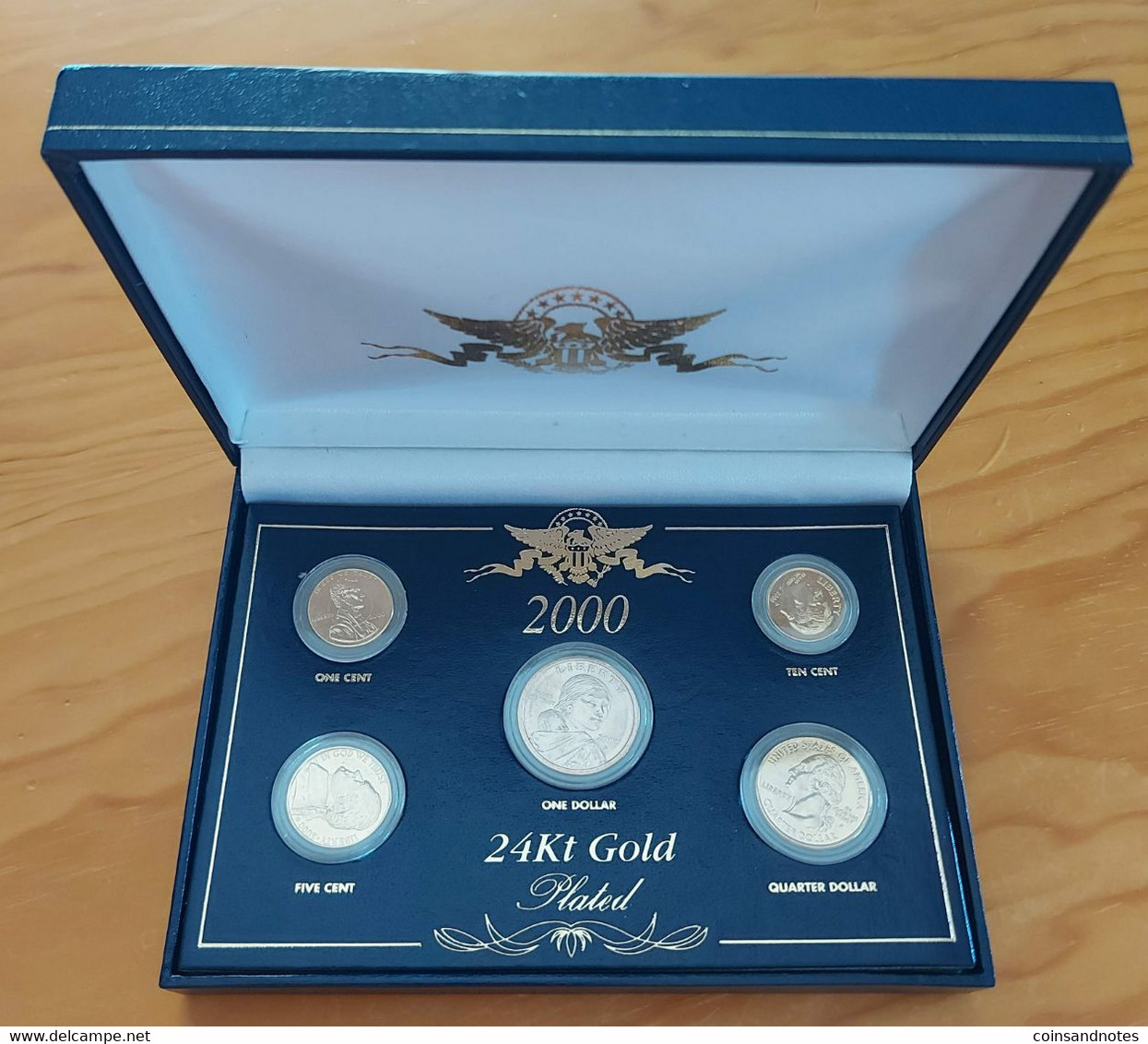 USA 2000 - 5 Pieces 24Kt Gold Plated Coin Set In Box - Collections