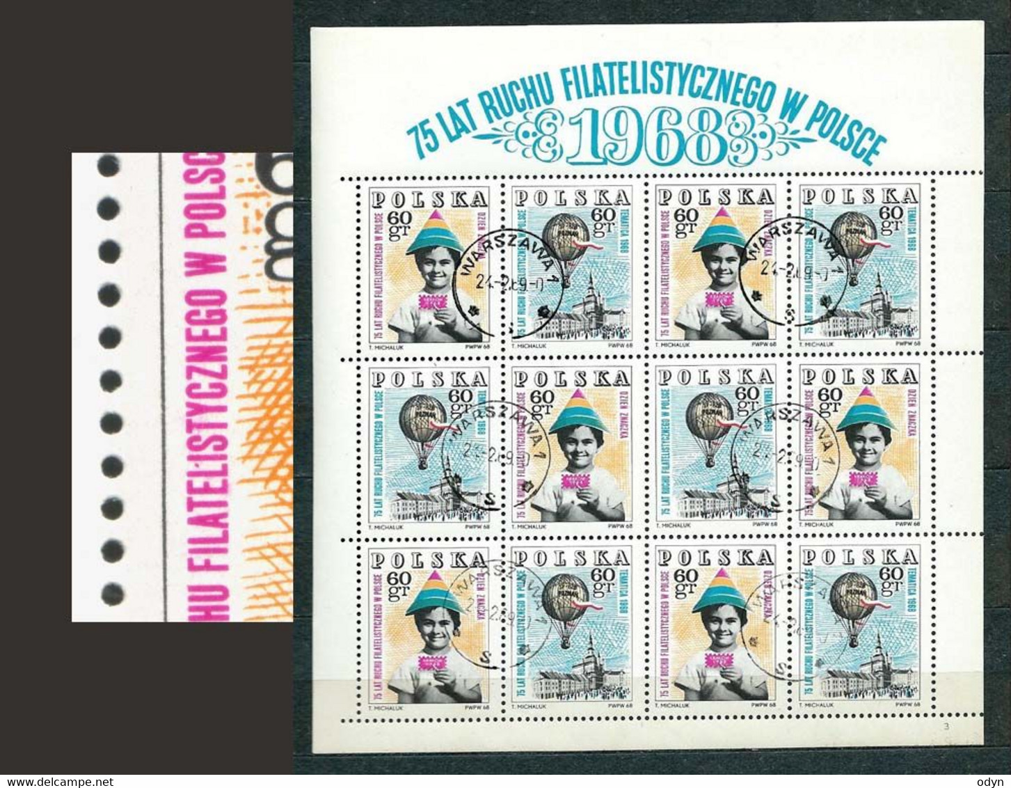 Poland 1968, MiNr 1852-1853 Sheetlet (kleinbogen) With Error B2; Used / Cancelled, With A Full Gum; - Variétés & Curiosités