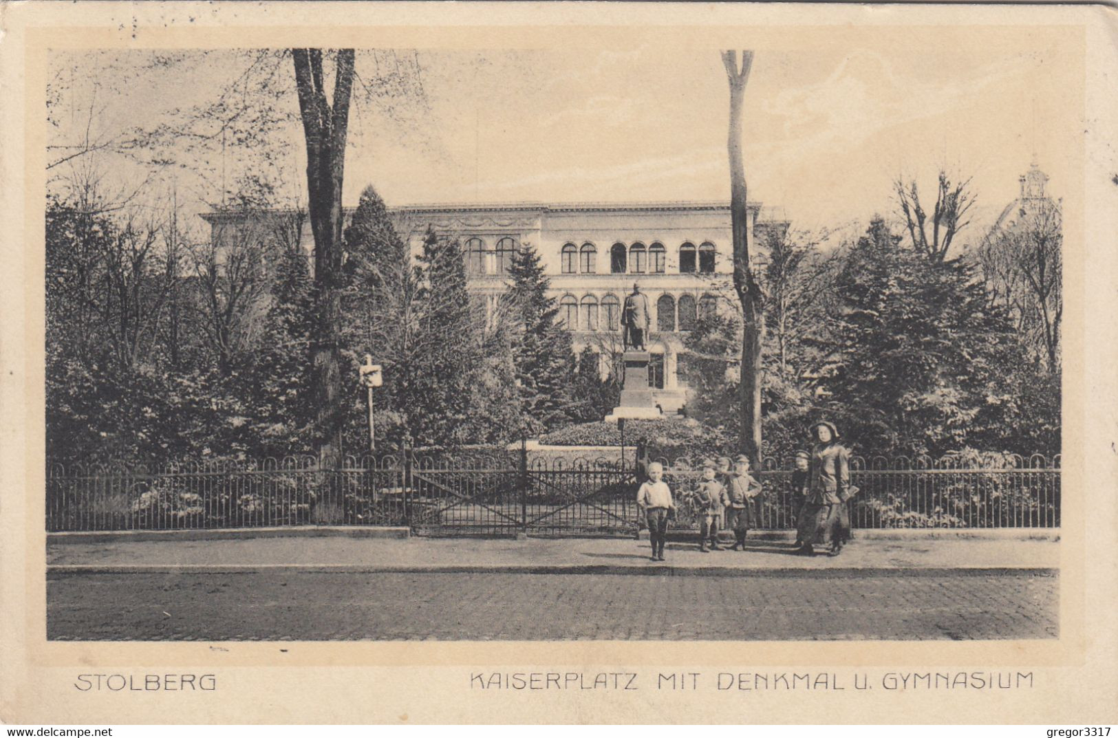 B8675) STOLBERG - Kaiserplatz Mit Denkmal Und GYMNASIUM - Kinder Usw. ALT 1913 - Stolberg