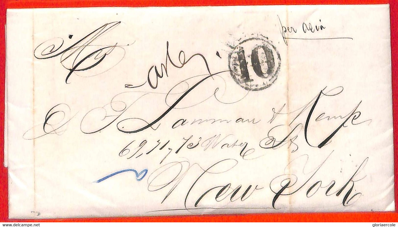 Aa2630 -  CUBA - POSTAL HISTORY -  Prephilatelic Cover From HAVANA To New York  1865 - Voorfilatelie