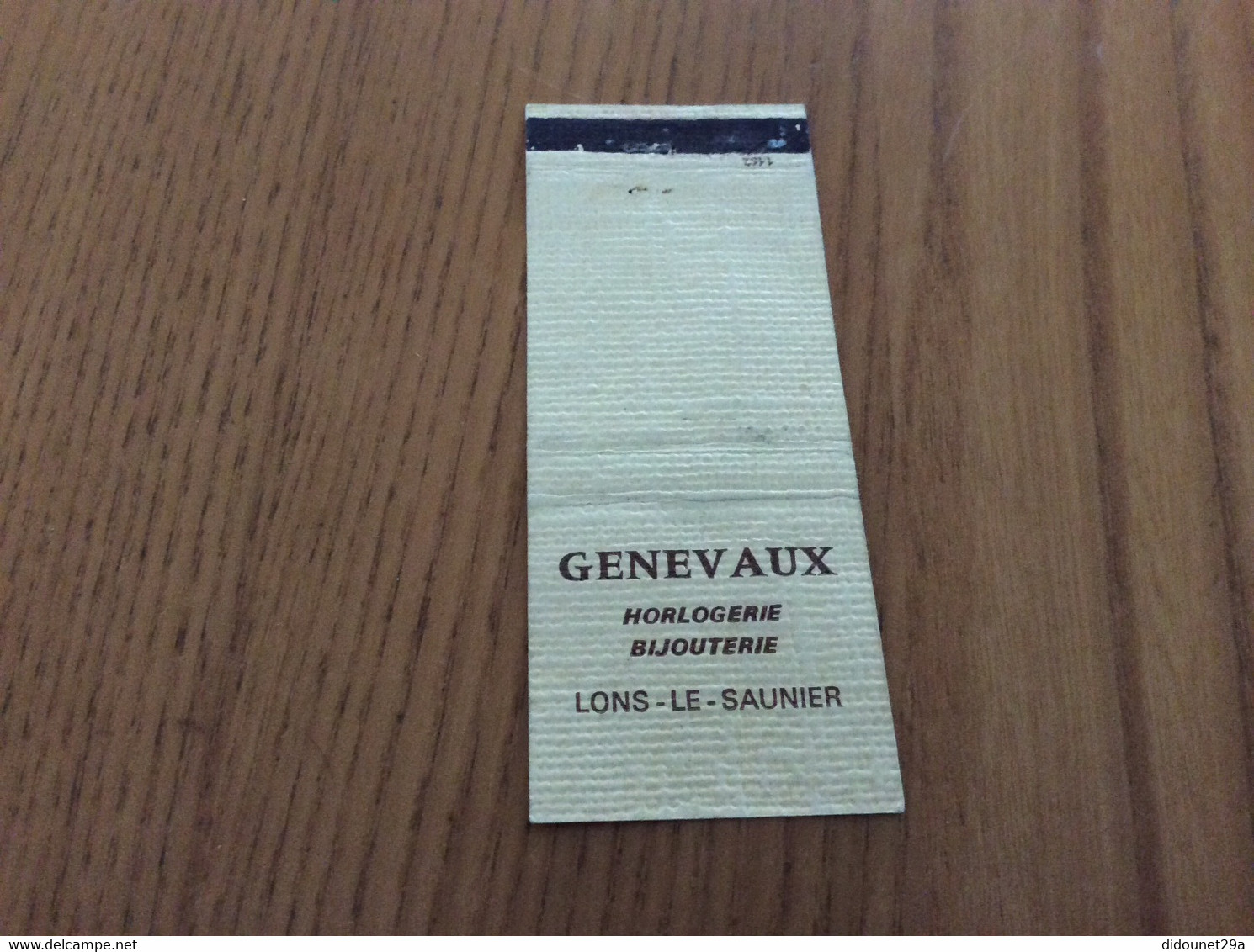 Pochette D'allumettes REGIE FRANÇAISE LASTAR "GENEVAUX HORLOGERIE BIJOUTERIE - LONS-LE-SAUNIER (39)" - Boites D'allumettes