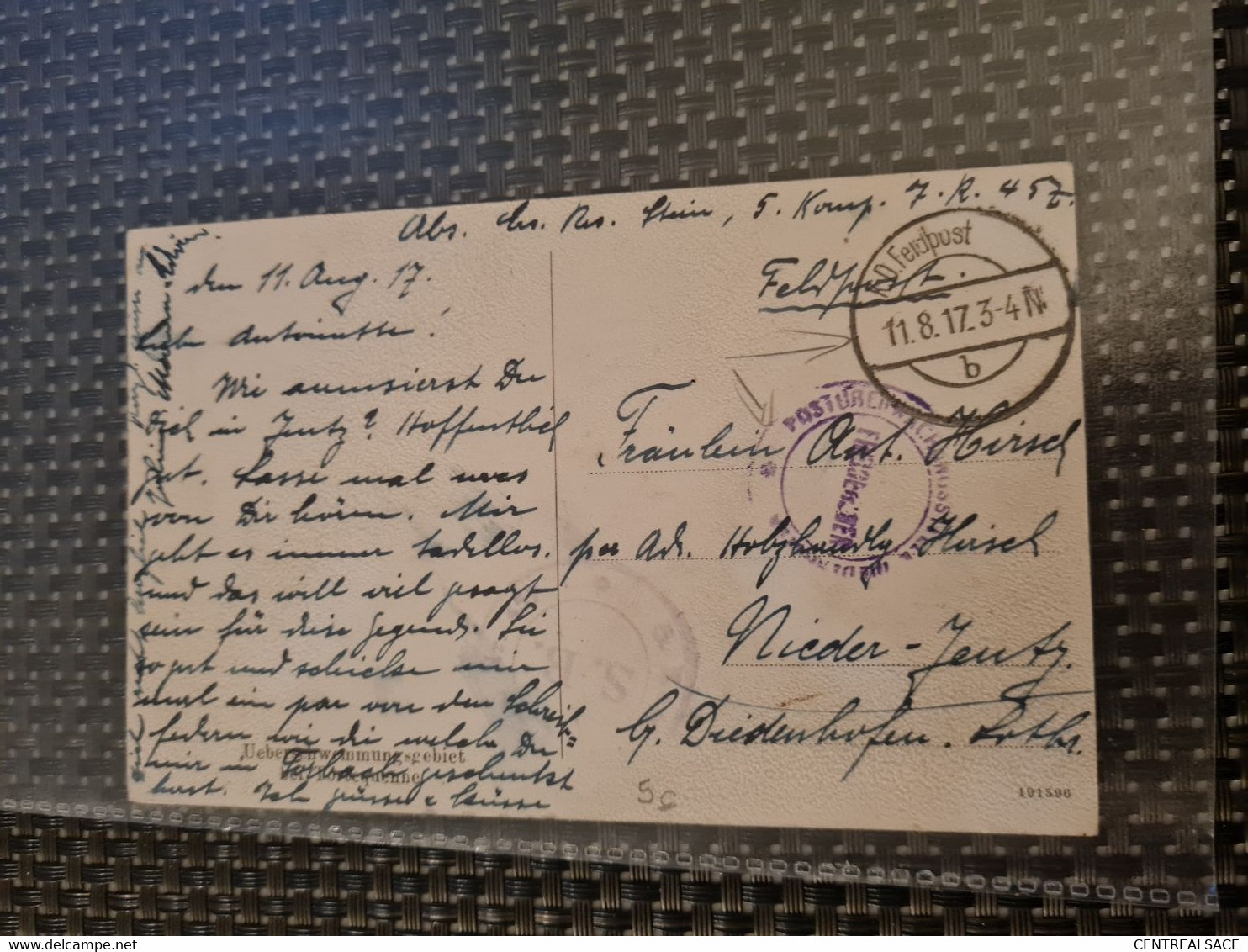 Carte FELDPOST 1917 Pour NIDER YUTZ Diedenhoffen  5 Komp. 7 R. 457 - Other & Unclassified