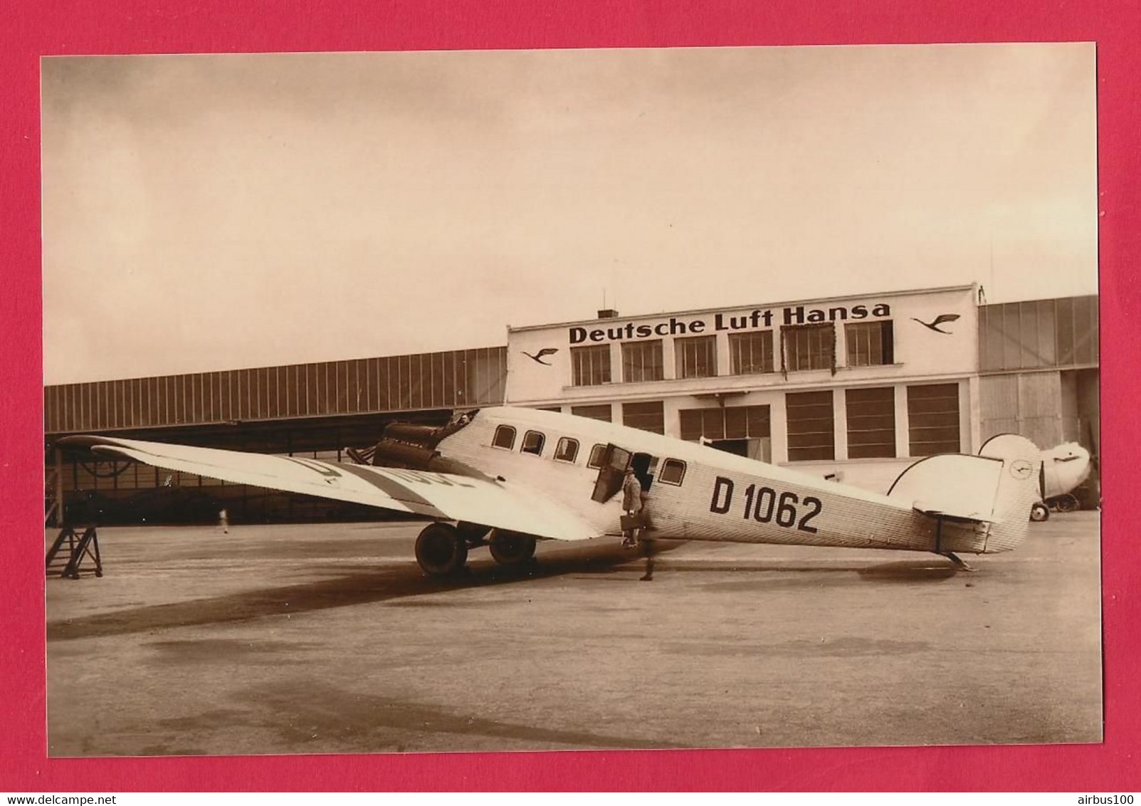BELLE PHOTO REPRODUCTION AVION PLANE FLUGZEUG - JUNKER D 1062 DEUTCHE LUFT HANSA AIRPORT - Aviazione