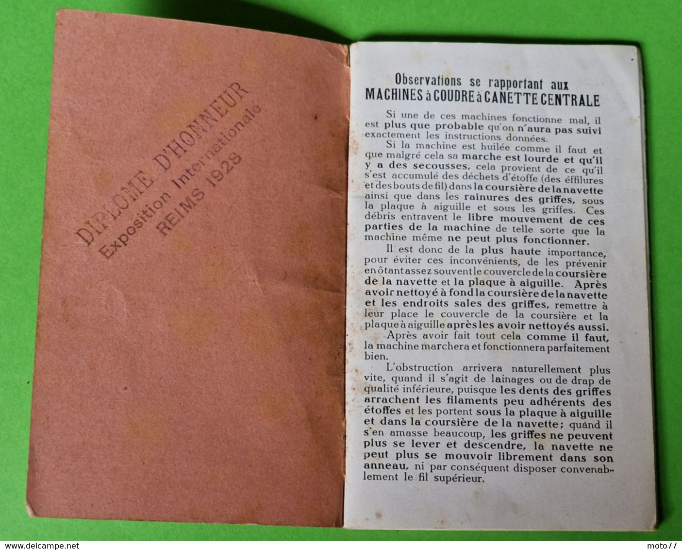 Ancien LIVRET Instructions MODE D'EMPLOI - MACHINE à COUDRE - Reims - Vers 1928 -Environ 8.5x14 Cm 32 Pages - Material Y Accesorios