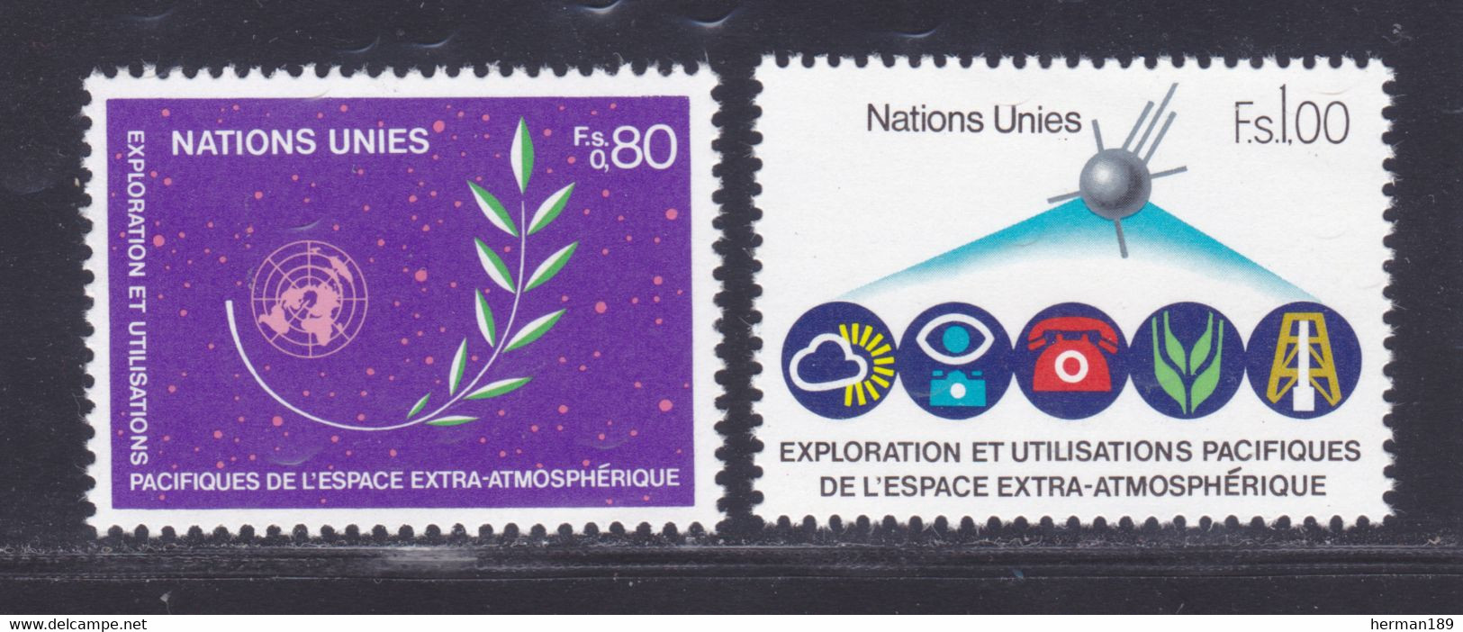 NATIONS UNIES GENEVE N°  107 & 108 ** MNH Neufs Sans Charnière, TB (D8589) Espace Extra-atmosphérique - 1982 - Ongebruikt