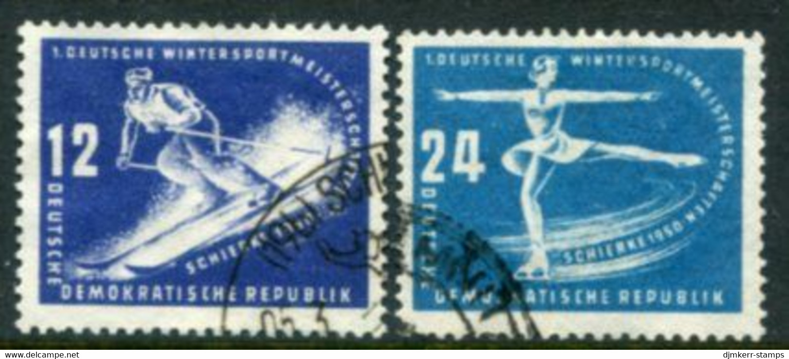 DDR / E. GERMANY 1950 Winter Sports Postally Used.  Michel  246-47 - Used Stamps