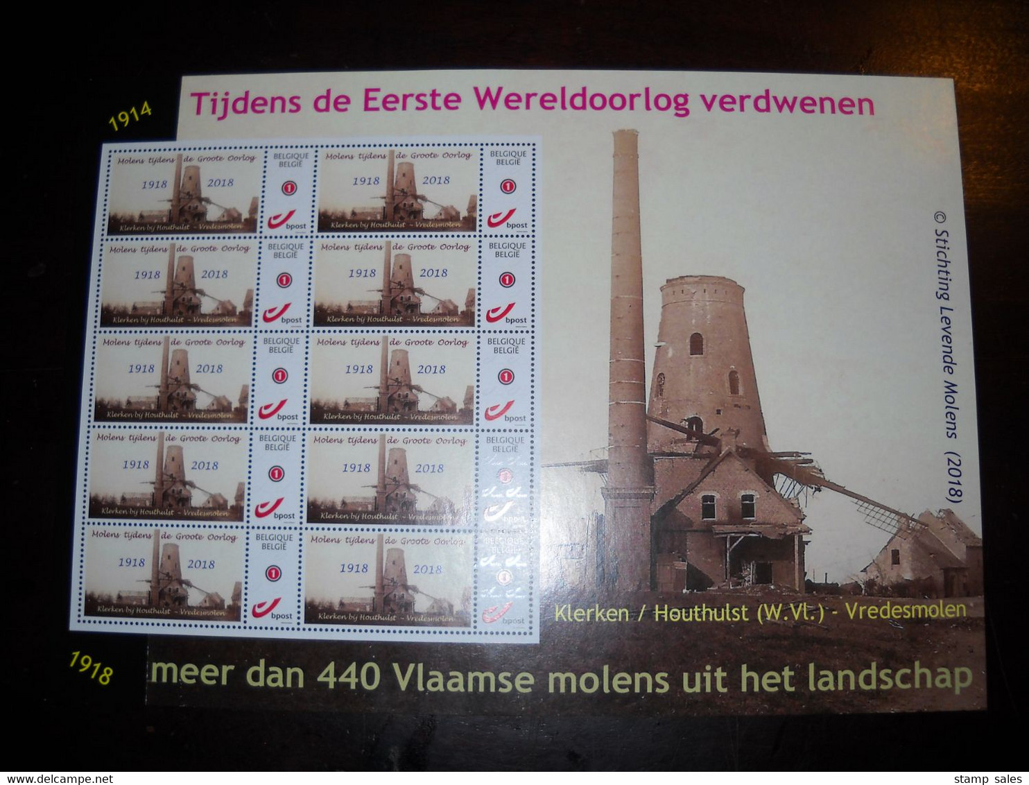 België Duostamp Windmolen Klerken Bij Houthulst - Vredesmolen 2018 MNH ** POSTFRIS ZONDER SCHARNIER SUPERBE - Autres & Non Classés