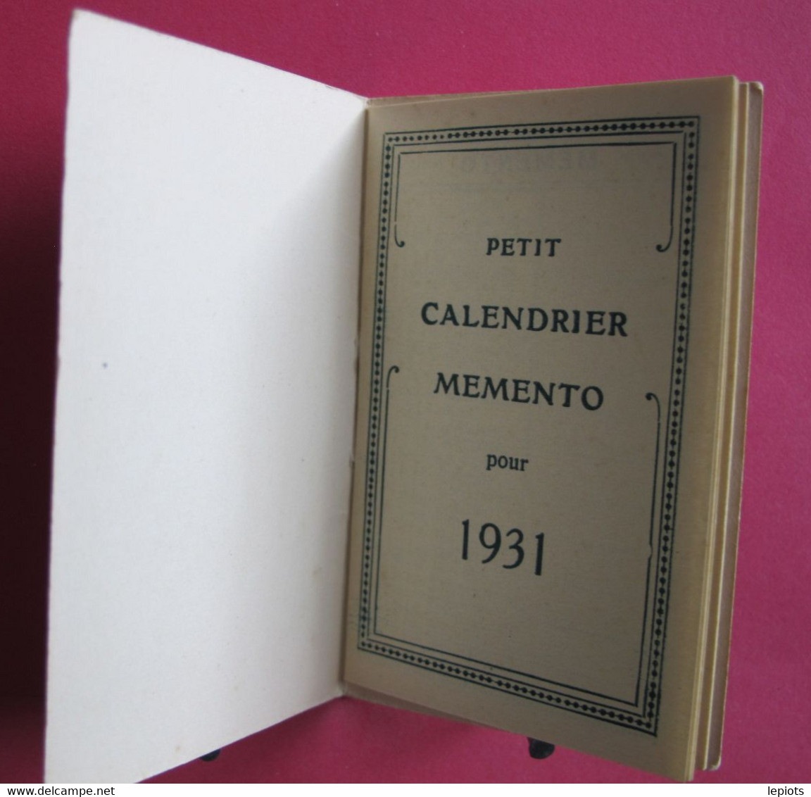 Petit Calendrier Mémento 1931 - Articles De Voyage Maroquinerie Chemiserie Impérial House à Grenoble - R/verso - Petit Format : 1921-40