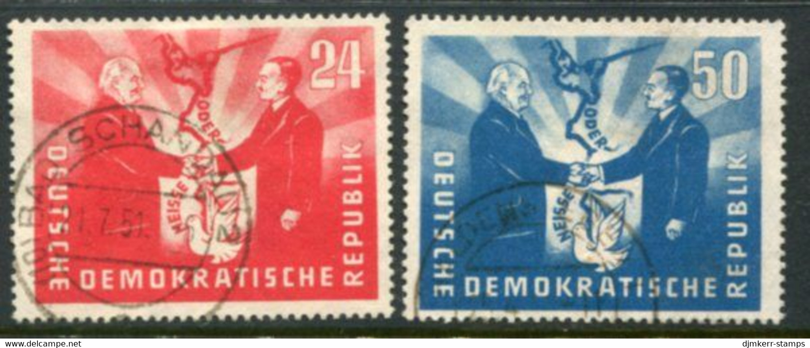 DDR / E. GERMANY 1951 Friendship With Poland Used.  Michel  284-85 - Used Stamps
