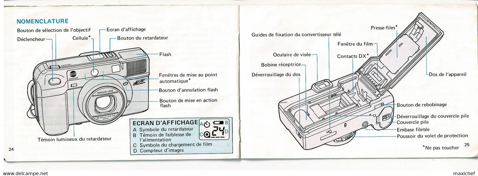 Notice Technique Du 24 X 36 MINOLTA - AF-TELE SUPER, 44 Pages - Anglais/français, Plis Sur Couverture & Intérieur - Matériel & Accessoires