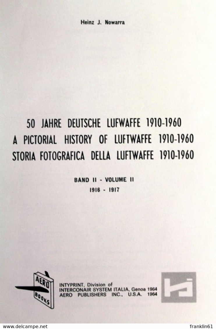 50 Jahre Deutsche Lufwaffe : 1910 - 1960. Band II. 1916-1917. - Militär & Polizei