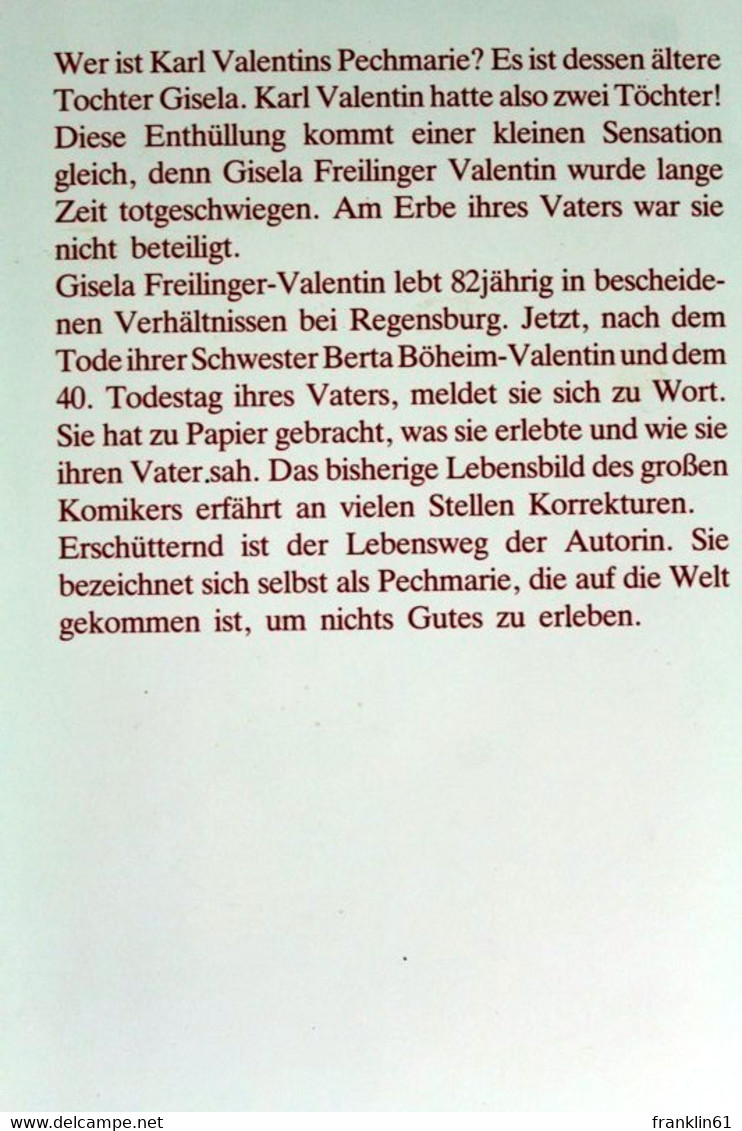 Karl Valentins Pechmarie : Eine Tochter Erinnert Sich. - Theater & Tanz