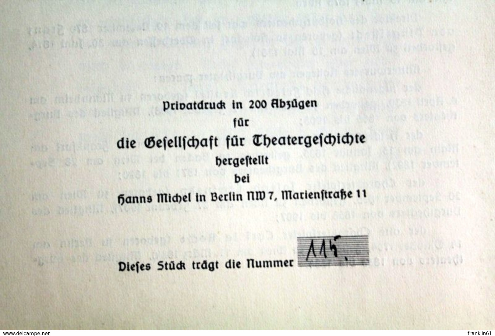 Aus Der Werkstatt Eines Burgschauspielers : Ein Brief Friedrich Mitterwurzers An S. Eltern Vom 5. März 1874 Au - Theater & Tanz