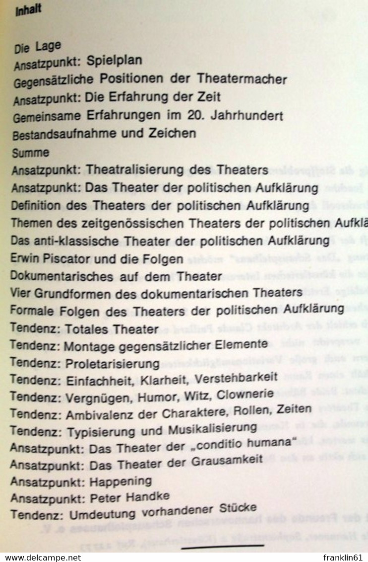 Was Geschieht Heute Auf Dem Theater? Versuch Einer Orientierung über Stoffprobleme, Stilwandlungen Und Spielwe - Teatro & Danza