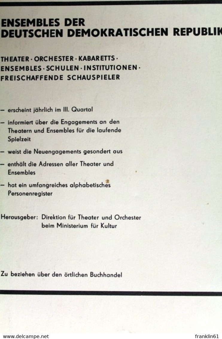 Wer Spielte Was? Spieljahr 1987. Bühnenrepertoire Der DDR - Théâtre & Danse