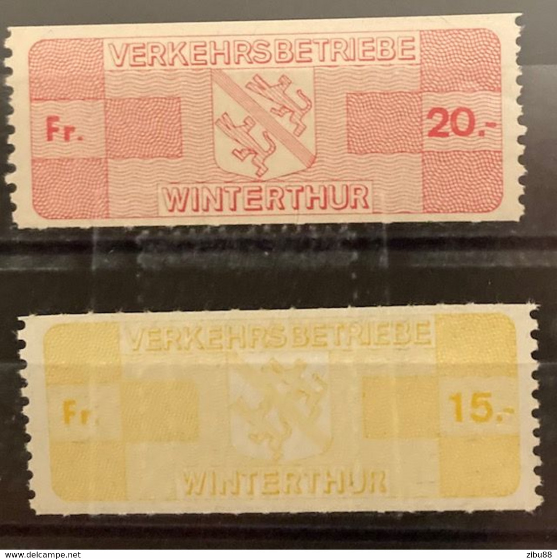 Marken/Gebührenmarken Verkehrsbetriebe Winterthur - # Revenue Stamp, Railway Switzerland - Railway