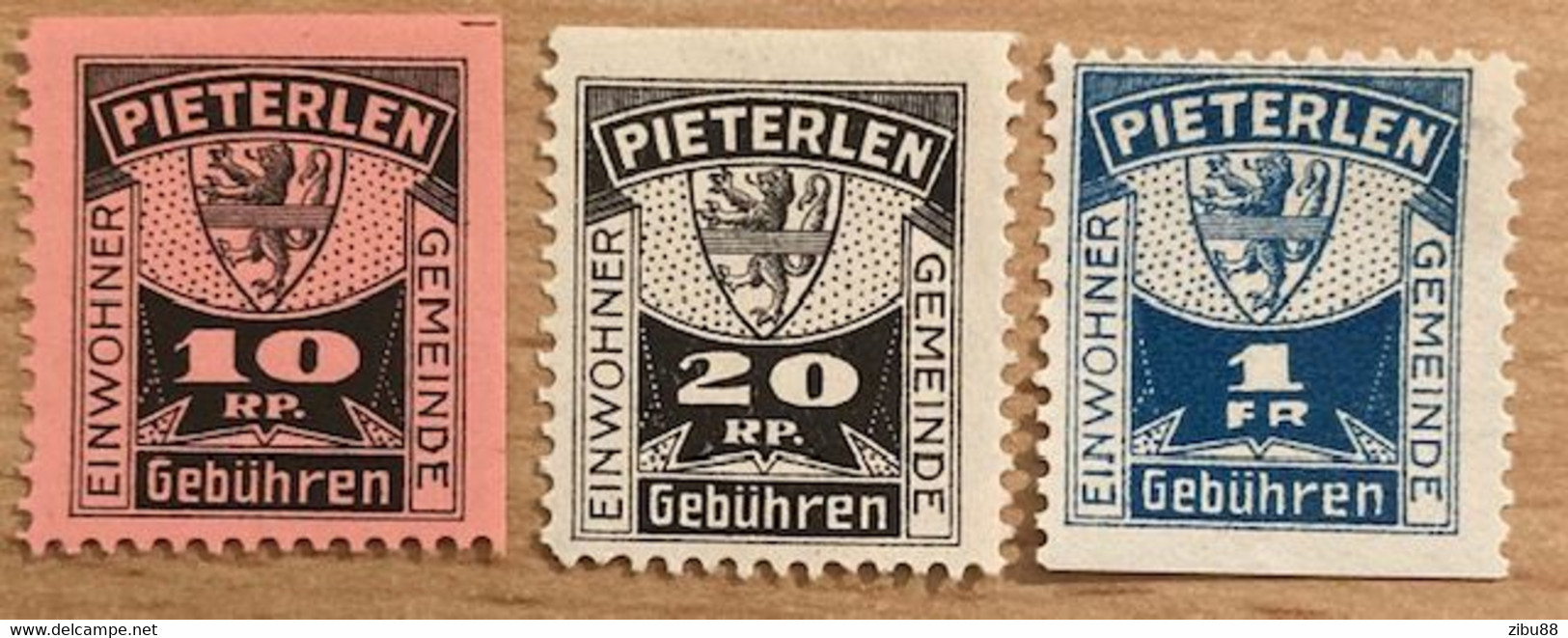 Fiskalmarken Schweiz - Einwohnergemeinde Pieterlen (Gebührenmarken) - # Revenue Stamp Switzerland - Steuermarken