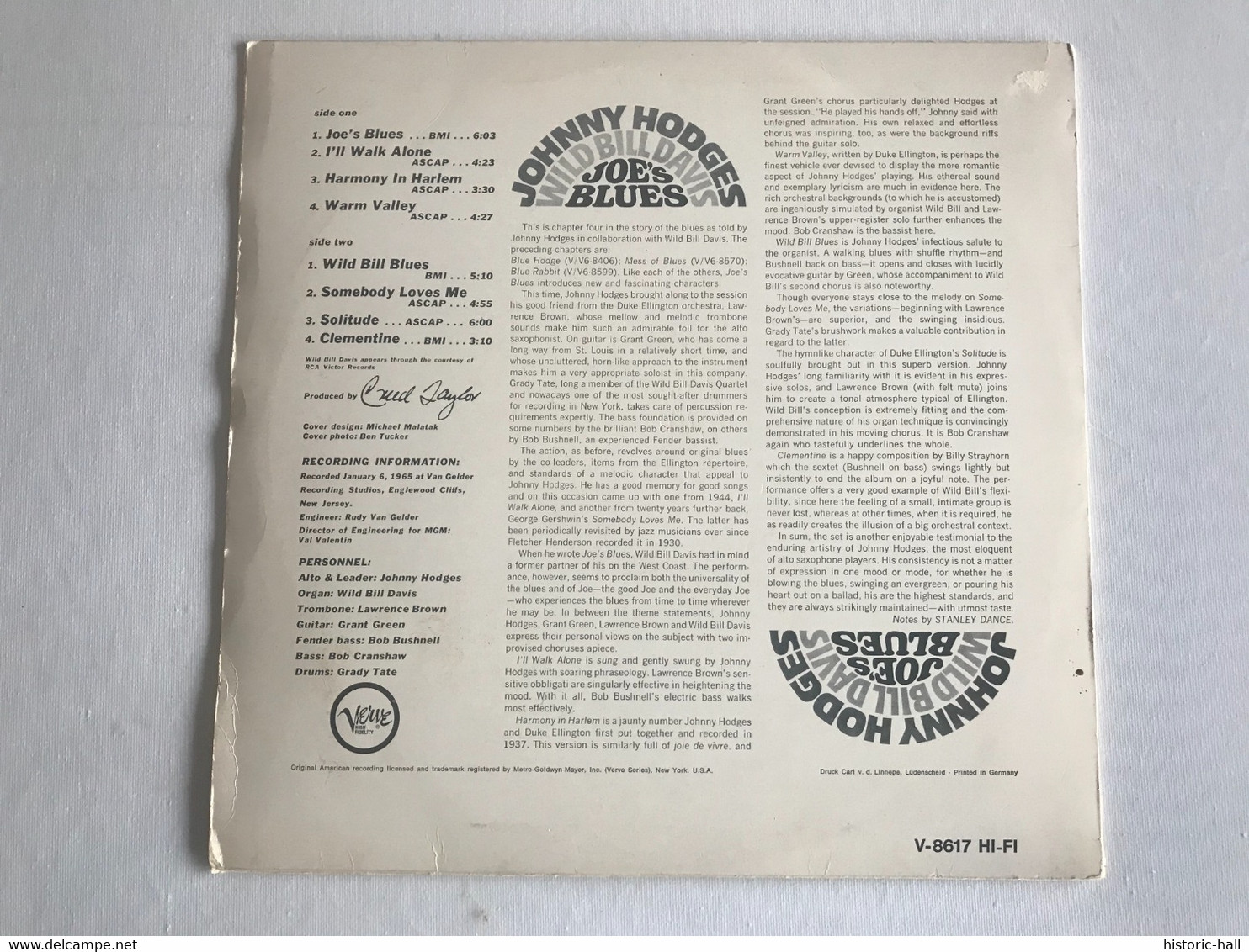 JOHNNY HODGES / WILD BILL DAVIS - Joe’s Blues - LP - 1965 - GERMAN Press - Blues