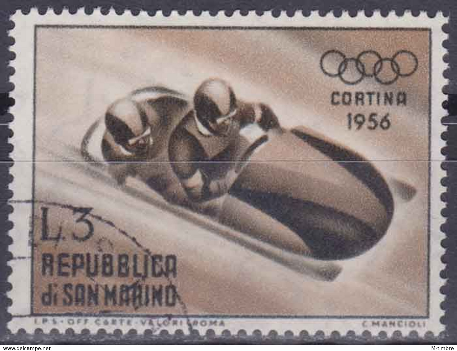 Saint-Marin YT 404 Mi 537 Année 1955 (Used °) Sport - Bobsleigh - Jeux Olympiques - Usati