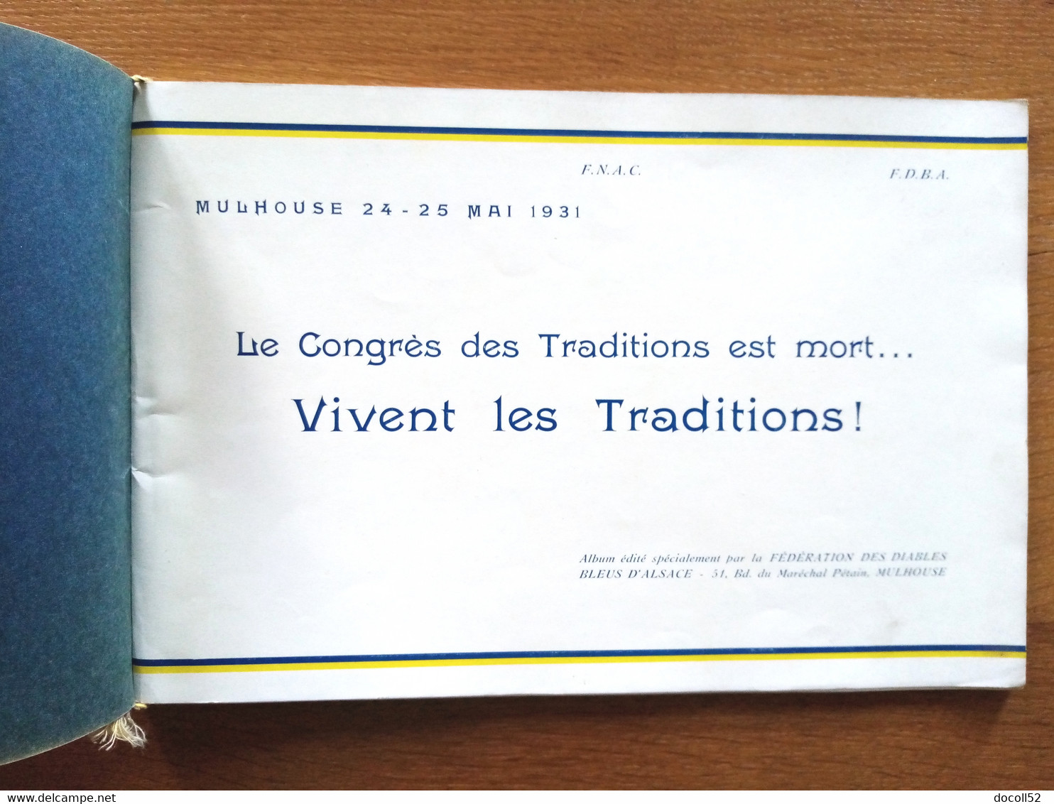 RARE MULHOUSE 24-25 MAI 1931 CONGRES DES TRADITIONS CHASSEURS EDITE PAR LA FEDERATION DES DIABLES BLEUS D'ALSACE F.D.B.A - Fischen + Jagen