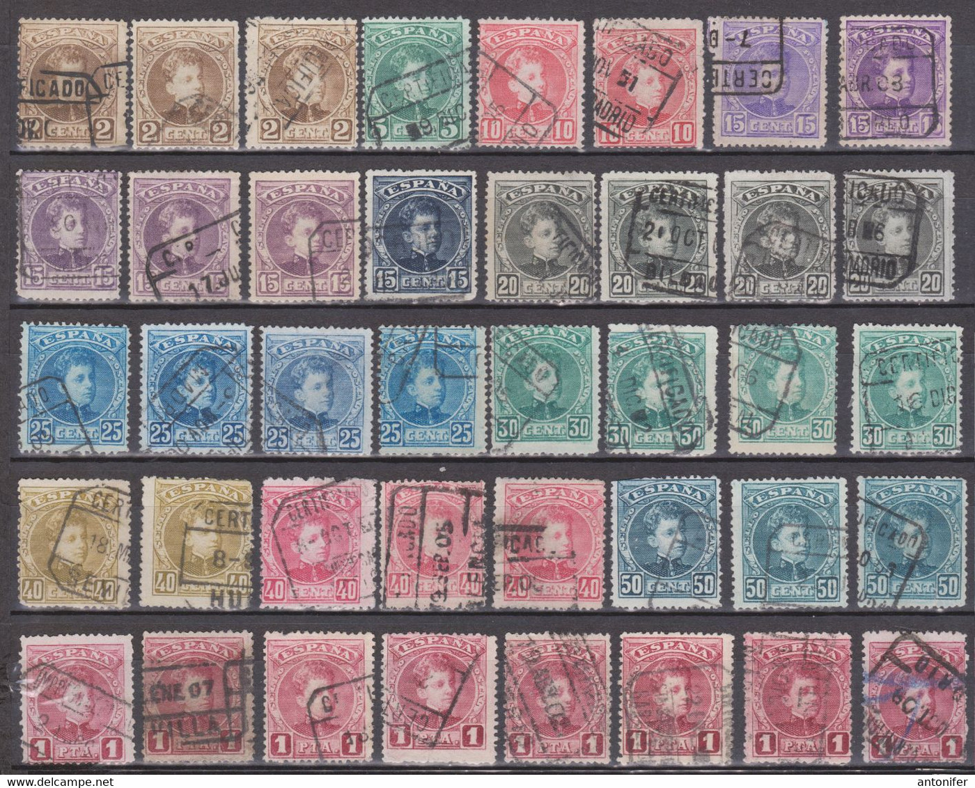 1901 Edifil 241/253 + Variedades De Color Mtos. Certificado - Used Stamps