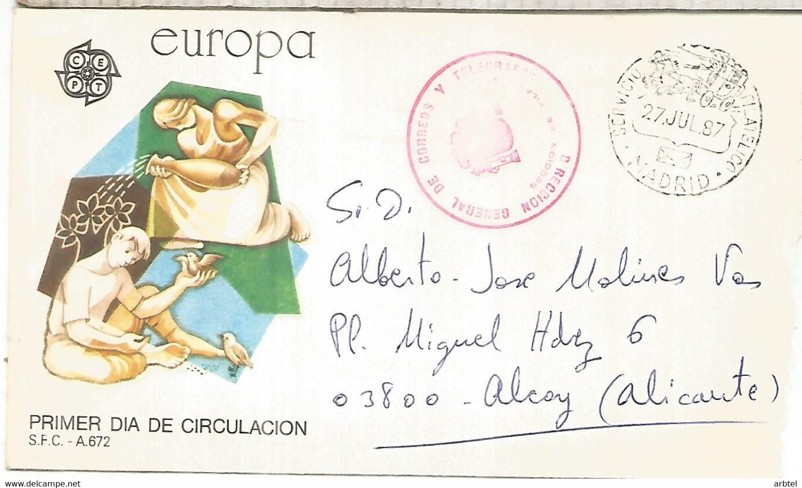 CC CON FRANQUICIA DE CORREOS SERVICIO FILATELICO 1987 - Postage Free