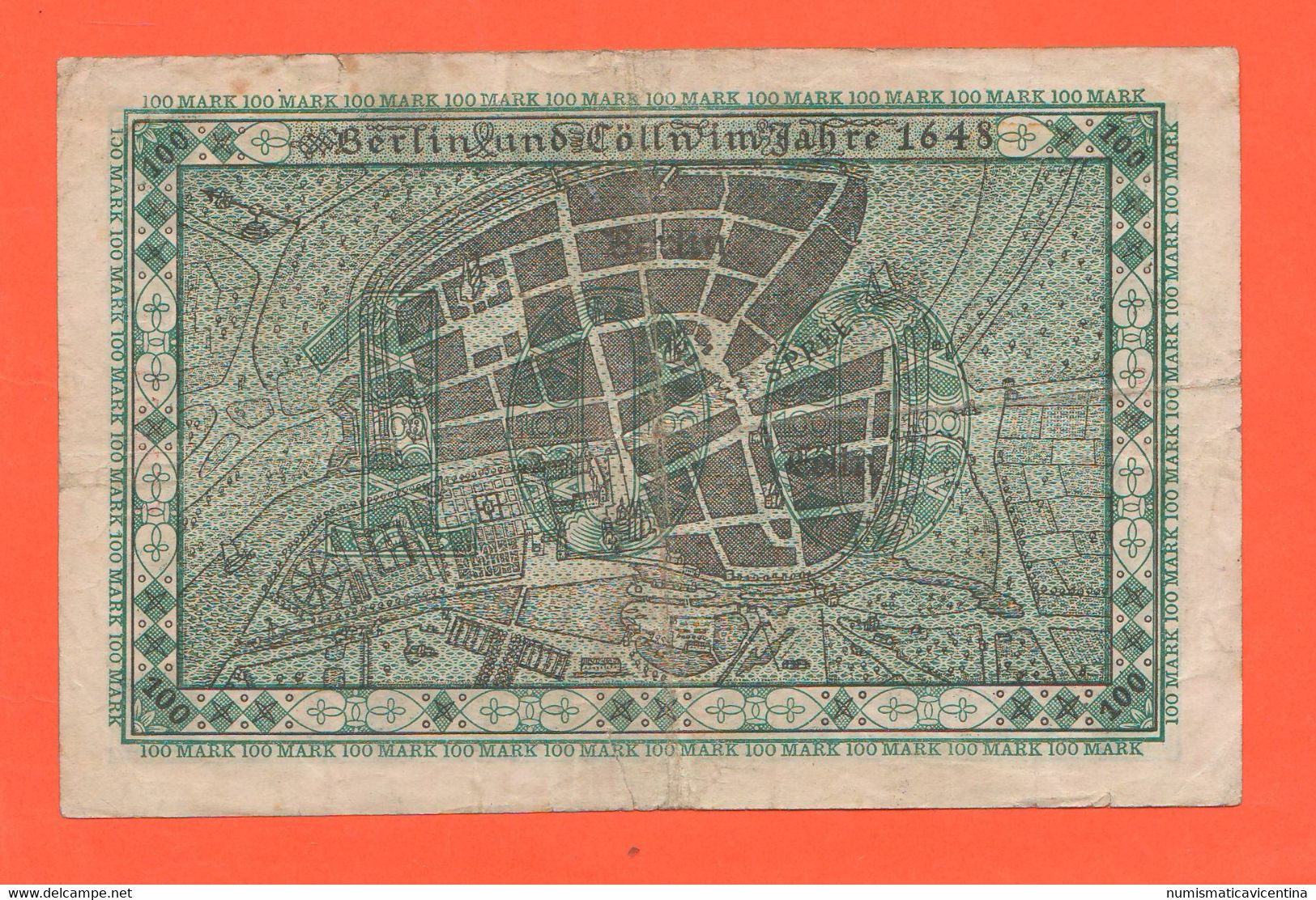 Notgeld Germania Germany Berlin Plant 100 Mark 1922 Plan De La Ville De Berlin - Ohne Zuordnung