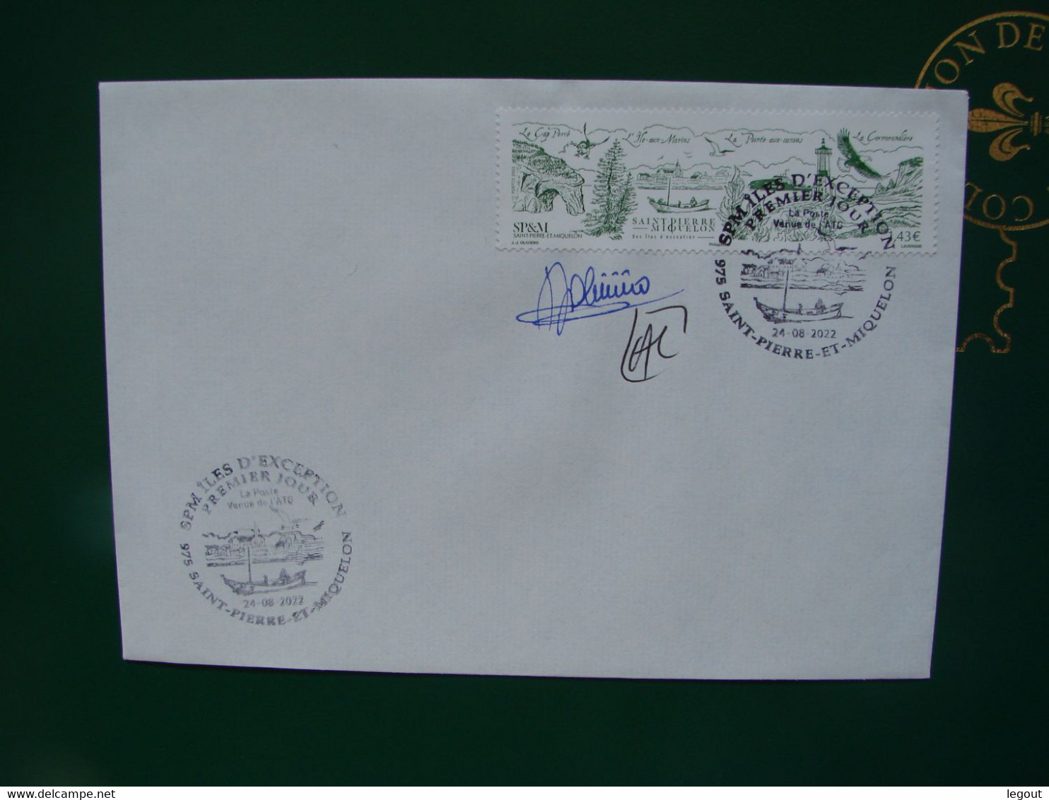 SPM/SAINT PIERRE ET MIQUELON FDC 24/8/22 SIGNE PAR GRAVEUR & ARTISTE - Briefe U. Dokumente