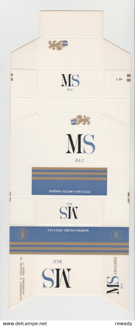 MS Blu - Monopoli Di Stato Italia - Doppo Filtro Speciale - Emballage Cartonne Cigarette - Contenitore Di Sigari