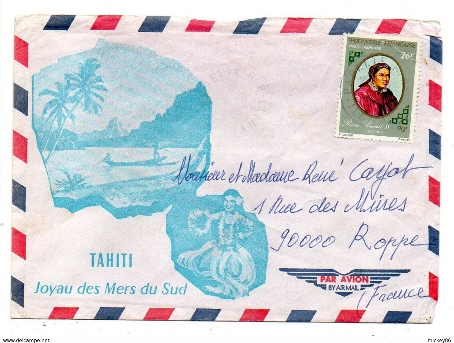 Polynésie Française--1976- Lettre Illustrée De PAPEETE  Pour  ROPPE -90 ..tp Seul Sur Lettre..... ....à Saisir - Lettres & Documents