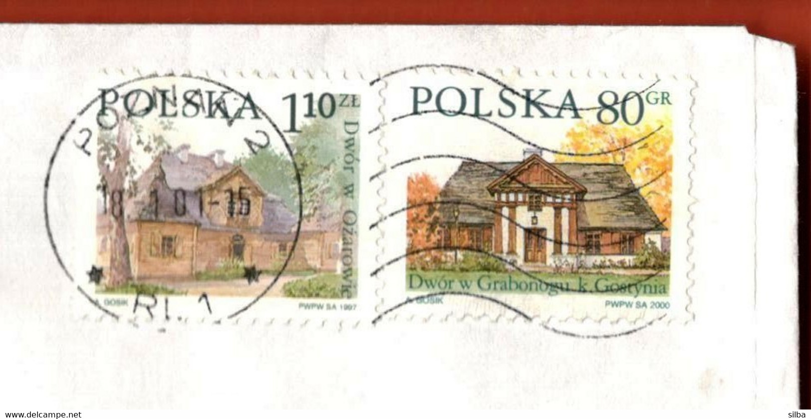 Poland Poznan 2001 / 1997 Farm House Ozarow 1.10 ZL, 2000 Grabonog 80 Gr - Storia Postale