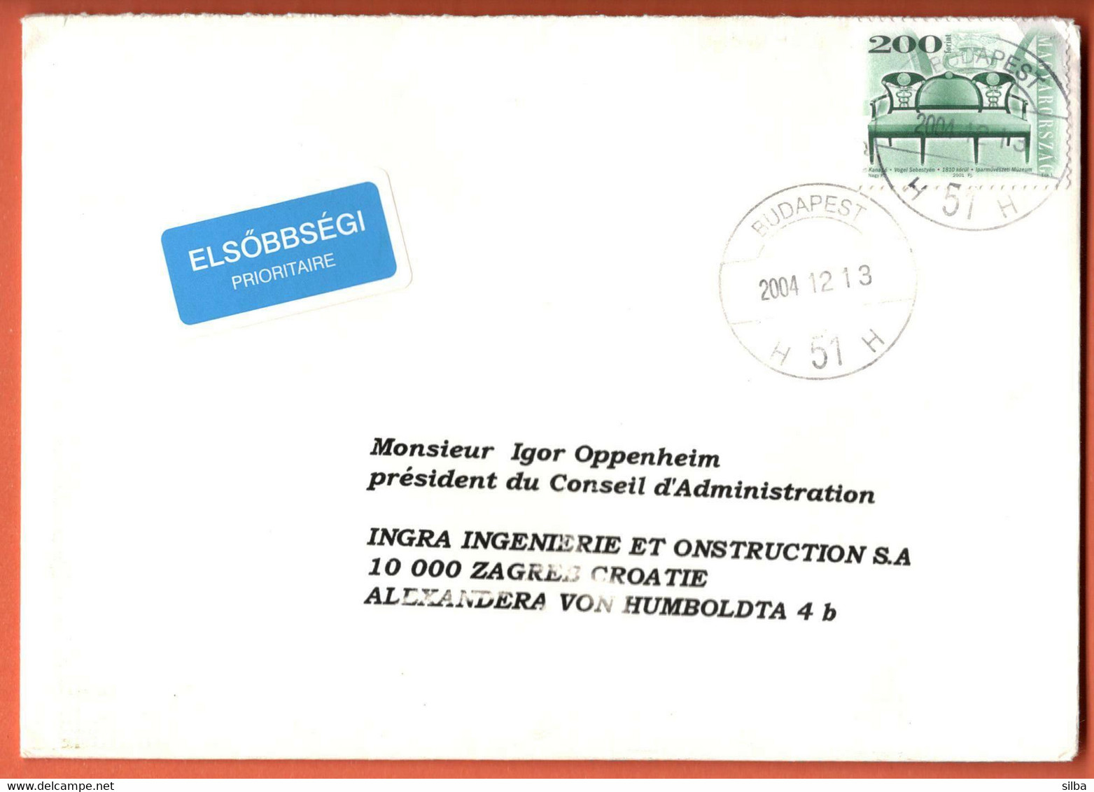 Hungary Budapest 2004 / 2001 Antique Furniture, Chairs, Sofa 200 Ft / Algeria Ambassador - Lettres & Documents