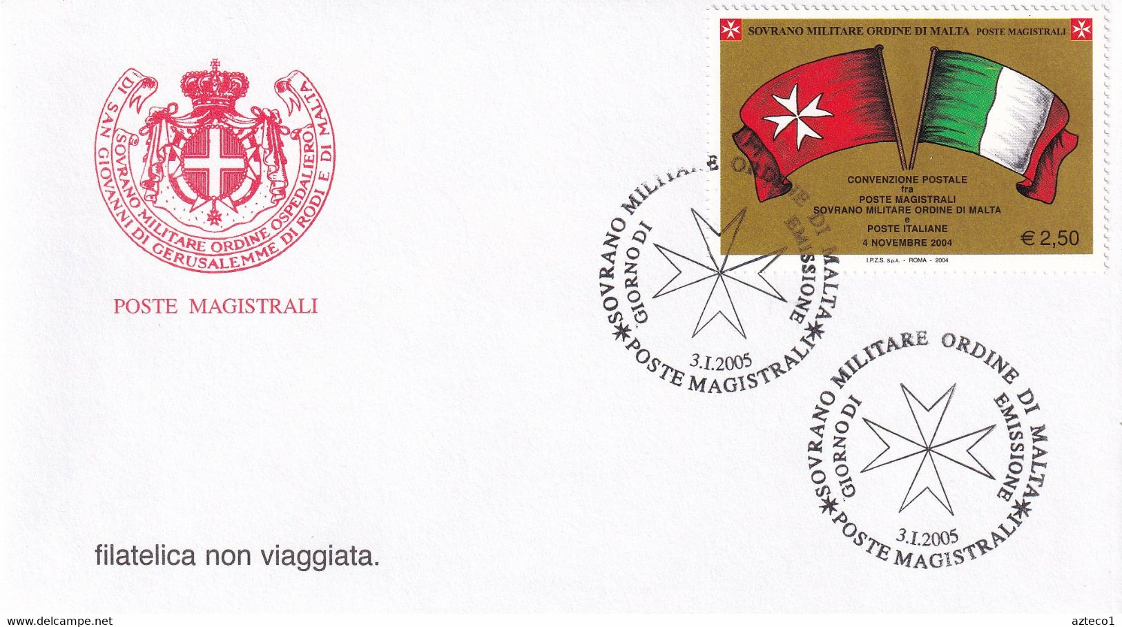 S.M.O.M. -  POSTE MAGISTRALI -  FDC 2005 - CONVENZIONE POSTALE CON ITALIA - Sovrano Militare Ordine Di Malta