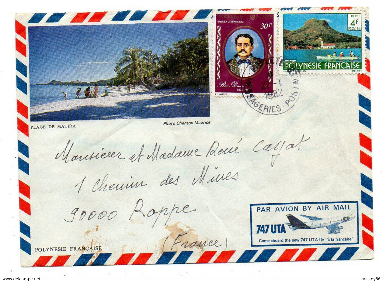 Polynésie Française--1982 - Lettre Illustrée De PAPEETE  Pour ROPPE -90 .composition Tps Sur Lettre..... ....à Saisir - Brieven En Documenten