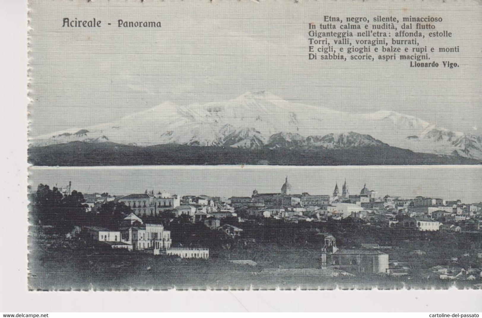 ACIREALE  PANORAMA  VERSI POESIA  LIONARDO VIGO  1915  NO VG - Acireale