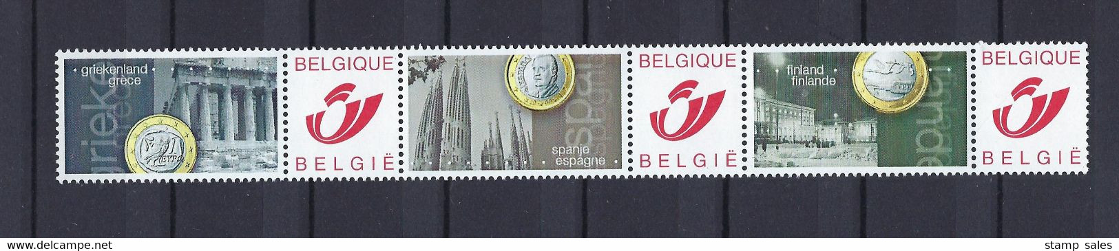 België Duostamp De Euro (Griekenland, Spanje, Finland) MNH ** POSTFRIS ZONDER SCHARNIER SUPERBE - Autres & Non Classés