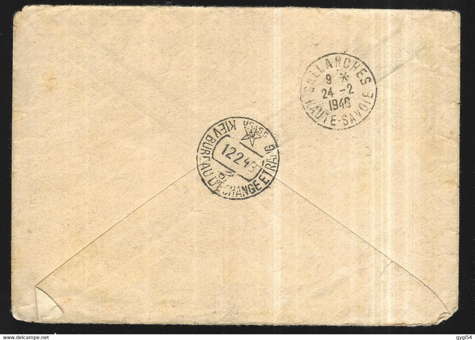 RUSSIE Lettre Recommandée Du 12 02 1948 De  KIEV Pour Sallanches  ( Haute Savoie ) - Storia Postale