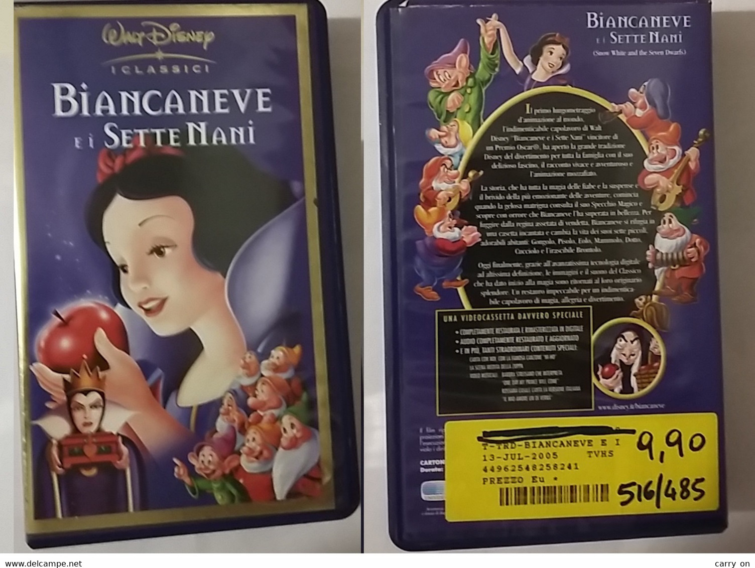 Biancaneve E I Sette Nani . VHS Ex Noleggio - Dessins Animés