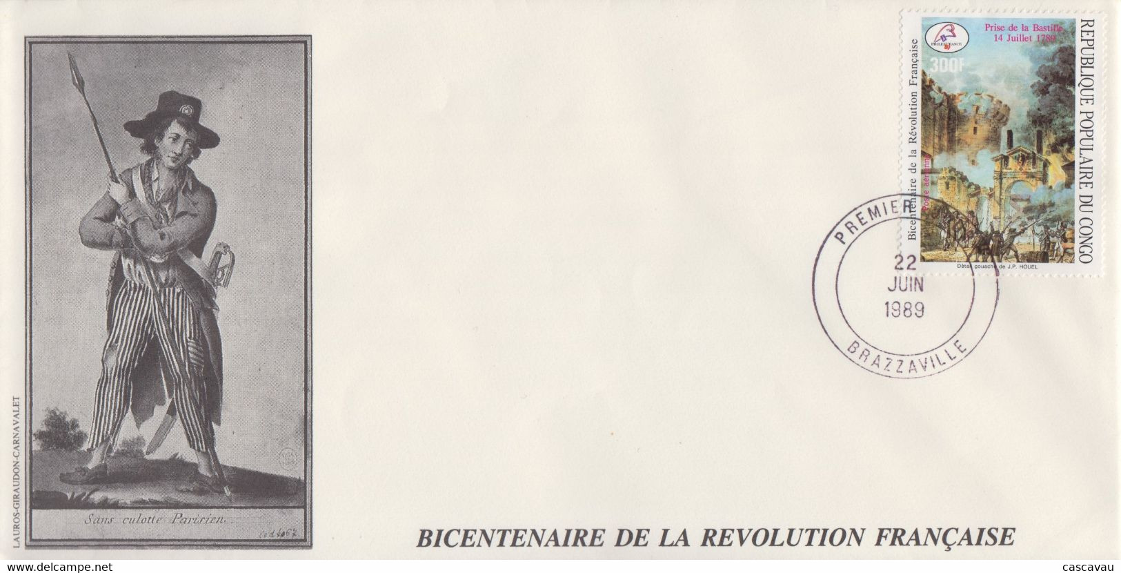 Enveloppe  FDC  1er  Jour   CONGO    Bicentenaire  De  La   REVOLUTION    1989 - Franz. Revolution