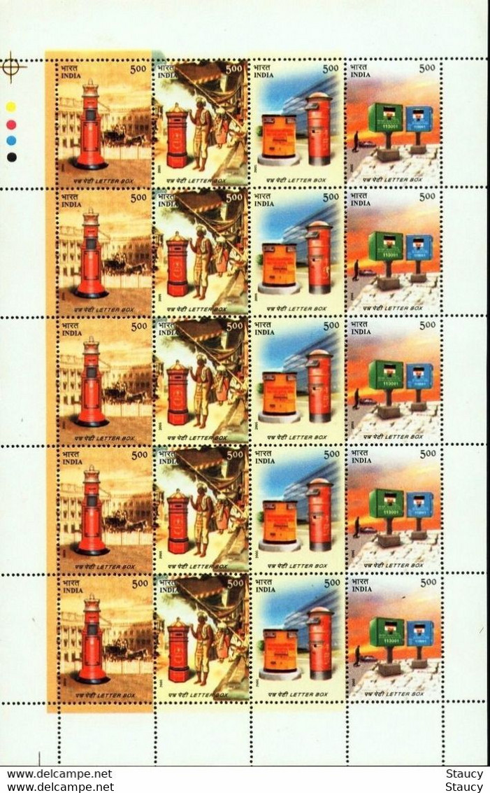 India 2005 LETTER BOX  COMPLETE SHEET MNH P. O Fresh & Fine, Rare - Código Postal