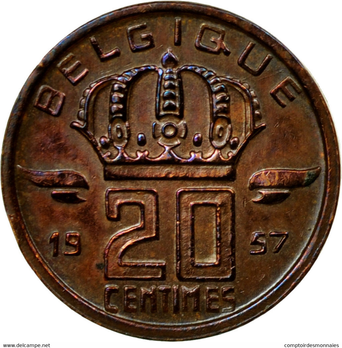 Monnaie, Belgique, 20 Centimes, 1957, TTB, Bronze, KM:146 - 20 Cents