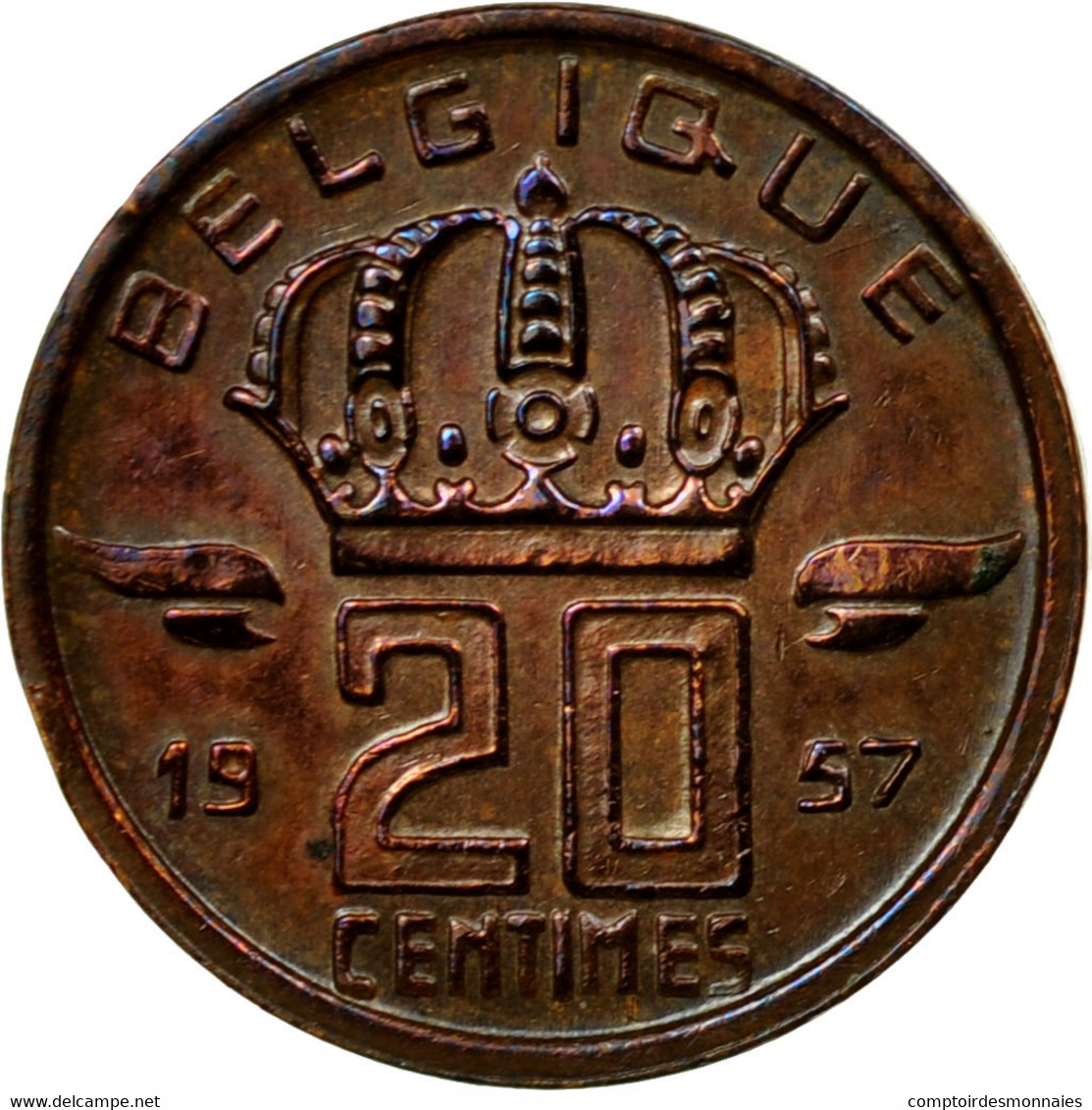 Monnaie, Belgique, 20 Centimes, 1957, TTB, Bronze, KM:146 - 20 Cent